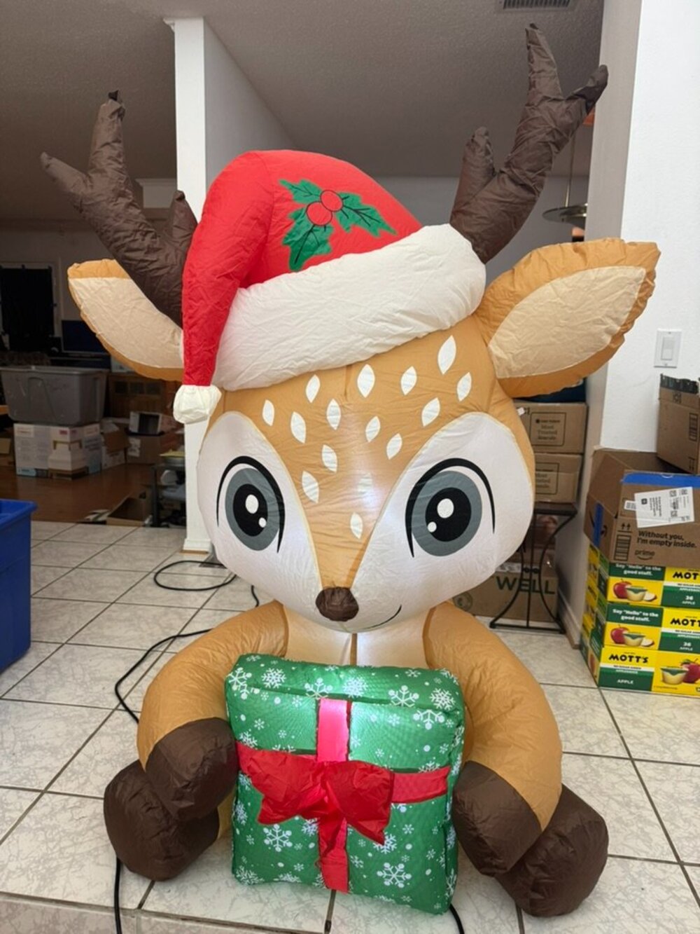 5ft GOOSH Christmas Inflatable Reindeer With Gift